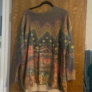 Multicolor Patterned Women's Knit Sweater